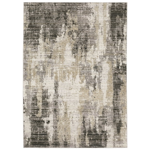 Oriental Weavers Nebulous Area Rug - 4151N - 5'3" x 7'6" - in Grey/ Beige - Modern Style, Stain Resistant, Family and Pet Friendly , Bedroom, Office Rug