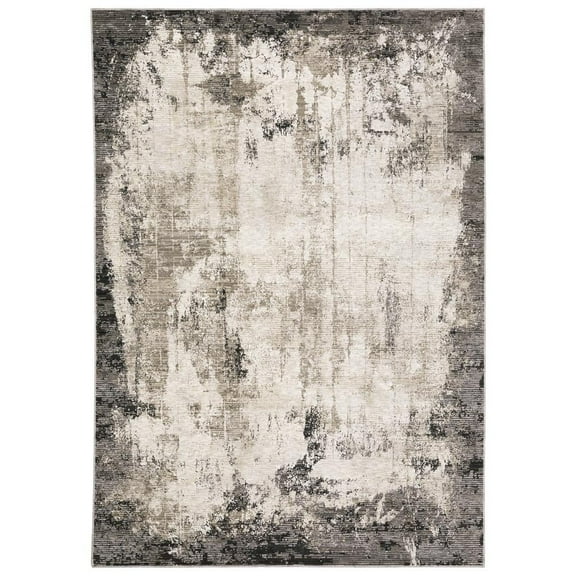Oriental Weavers Nebulous Area Rug - 7151E - 6'7" x 9'6" - in Gray/ Ivory - Modern Style, Stain Resistant, Family and Pet Friendly , Dining, Living Room Rug