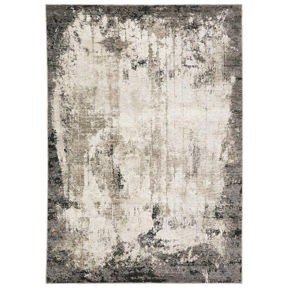 Oriental Weavers Nebulous Area Rug - 7151E - 6'7" x 9'6" - in Gray/ Ivory - Modern Style, Stain Resistant, Family and Pet Friendly , Dining, Living Room Rug