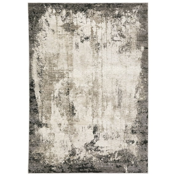 Oriental Weavers Nebulous Area Rug - 7151E - 9'10" x 12'10" - in Gray/ Ivory - Modern Style, Stain Resistant, Family and Pet Friendly , Family, Dining, Living Room Rug