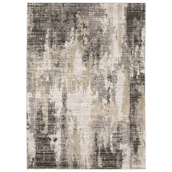Oriental Weavers Nebulous Area Rug - 4151N - 6'7" x 9'6" - in Gray/ Beige - Modern Style, Stain Resistant, Family and Pet Friendly , Dining, Living Room Rug