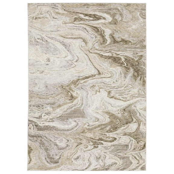 Oriental Weavers Nebulous Area Rug - 530E9 - 6'7" x 9'6" - in Ivory/ Tan - Modern Style, Stain Resistant, Family and Pet Friendly , Dining, Living Room Rug