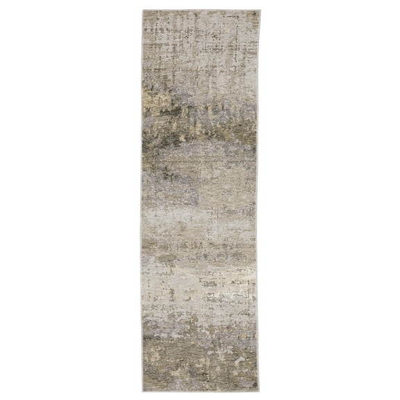 Oriental Weavers Nebulous Area Rug - 001H9 - 2'3" x 7'6" - in Beige/ Gray - Modern Style, Stain Resistant, Family and Pet Friendly , Entryway, Hallway Runner Rug