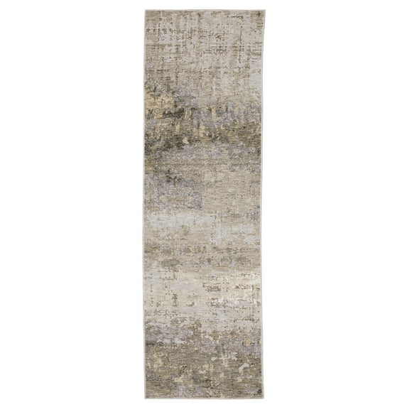 Oriental Weavers Nebulous Area Rug - 001H9 - 2'3" x 7'6" - in Beige/ Gray - Modern Style, Stain Resistant, Family and Pet Friendly , Entryway, Hallway Runner Rug