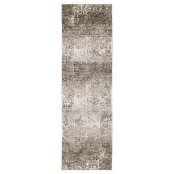 Oriental Weavers Nebulous Area Rug - 1330E - 2'3" x 7'6" - in Ivory/ Grey - Modern Style, Stain Resistant, Family and Pet Friendly , Entryway, Hallway Runner Rug
