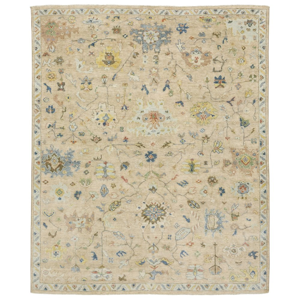 Hand-Knotted Blue and Beige Wool Oriental Rug 2' x 3'