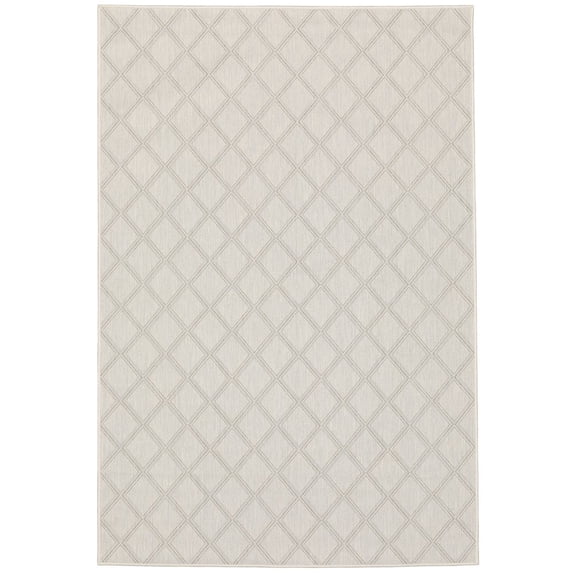 Oriental Weavers Portofino Indoor/Outdoor Rug - 5098W - 7'10" x 10' - in Ivory/ Gray - Classic Casual Style, Water, Stain and Fade Resistant, Hose Clean, Patio, Outdoor Living Area Rug