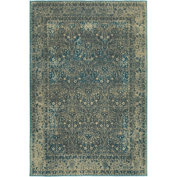 Oriental Weavers Pasha 7'10" x 10'10" Machine Woven Rug in Navy
