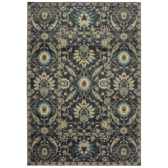 Sphinx Raleigh Area Rug 022K5 Navy Banded Rows 9' 10" x 12' 10" Rectangle