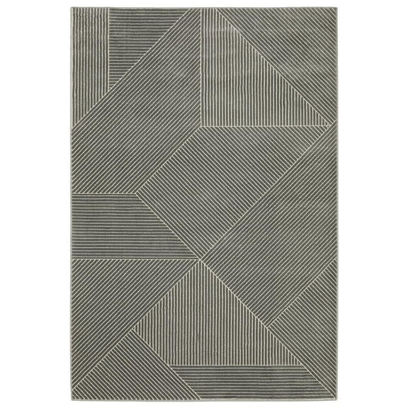 Oriental Weavers Raylan Area Rug - RAY08 - 6'7" x 9'6" - in Gray/ Ivory - Modern Style, Stain Resistant, Family and Pet Friendly , Dining, Living Room Rug