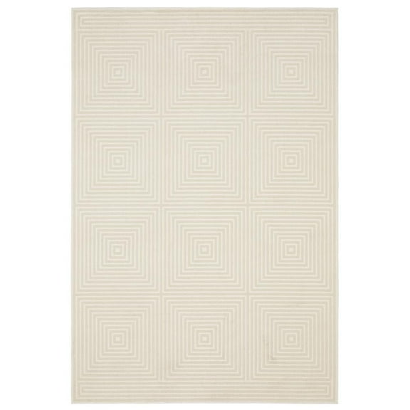 Oriental Weavers Raylan Area Rug - RAY04 - 2'3" x 7'6" - in Ivory/ Beige - Casual Geometric, Stain Resistant, Family and Pet Friendly , Entryway, Hallway Runner Rug