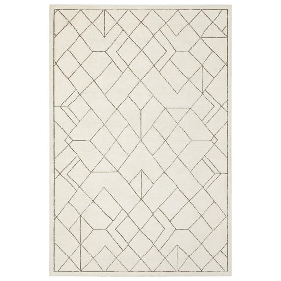 Oriental Weavers Raylan Area Rug - RAY06 - 3'3" x 5' - in Ivory/ Taupe - Modern Style, Stain Resistant, Family and Pet Friendly , Entrway, Bedroom Rug