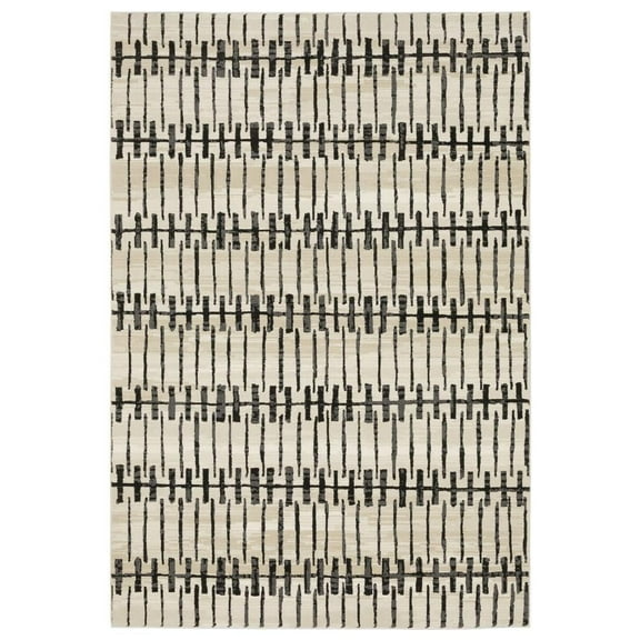 Oriental Weavers Raylan Area Rug - RAY11 - 5'3" x 7'6" - in Beige/ Black - Modern Style, Stain Resistant, Family and Pet Friendly , Bedroom, Office Rug