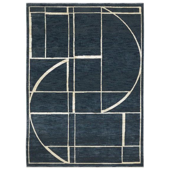 Oriental Weavers Reed Area Rug - RE04B - 2'3" x 7'6" - in Blue/ Ivory - Modern Style, Stain Resistant, Family and Pet Friendly , Entryway, Hallway Runner Rug