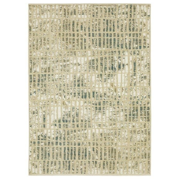 Oriental Weavers Reed Area Rug - RE12W - 2'3" x 7'6" - in Beige/ Blue - Modern Style, Stain Resistant, Family and Pet Friendly , Entryway, Hallway Runner Rug