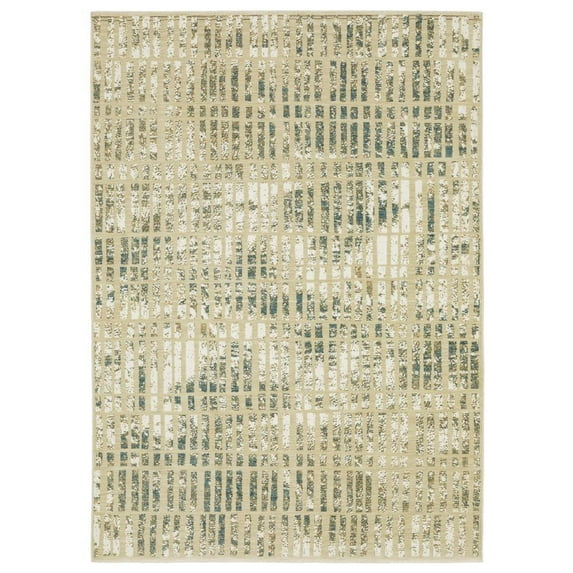 Oriental Weavers Reed Area Rug - RE12W - 3'3" x 5' - in Beige/ Blue - Modern Style, Stain Resistant, Family and Pet Friendly , Entrway, Bedroom Rug