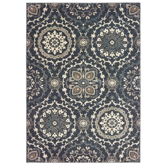 Sphinx Richmond Area Rug 008E3 Navy Floral Petals 9' 10" x 12' 10" Rectangle