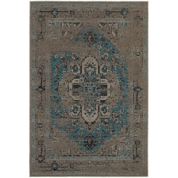 Oriental Weavers Revival 4694E Grey/Teal Oriental Rectangle Indoor Area Rug