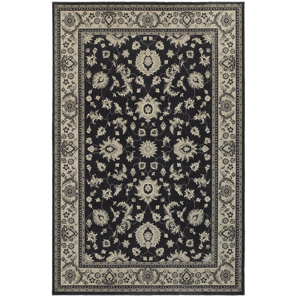 Richmond Ivory and Charcoal Rectangular Wool Area Rug