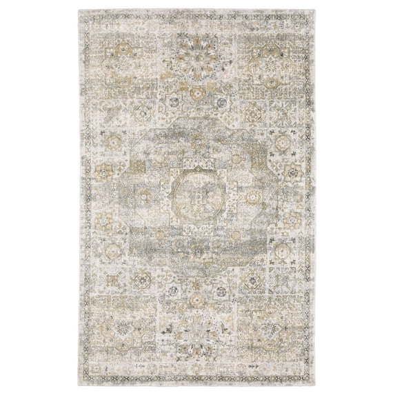 Oriental Weavers Windham Hand-made Wool Blend Area Rug - WIN05 - 2'6" x 10' - in Grey/ Gold - Vintage Inspired, Hand-Made Wool Blend Rugs, Entryway, Hallway Runner Rug