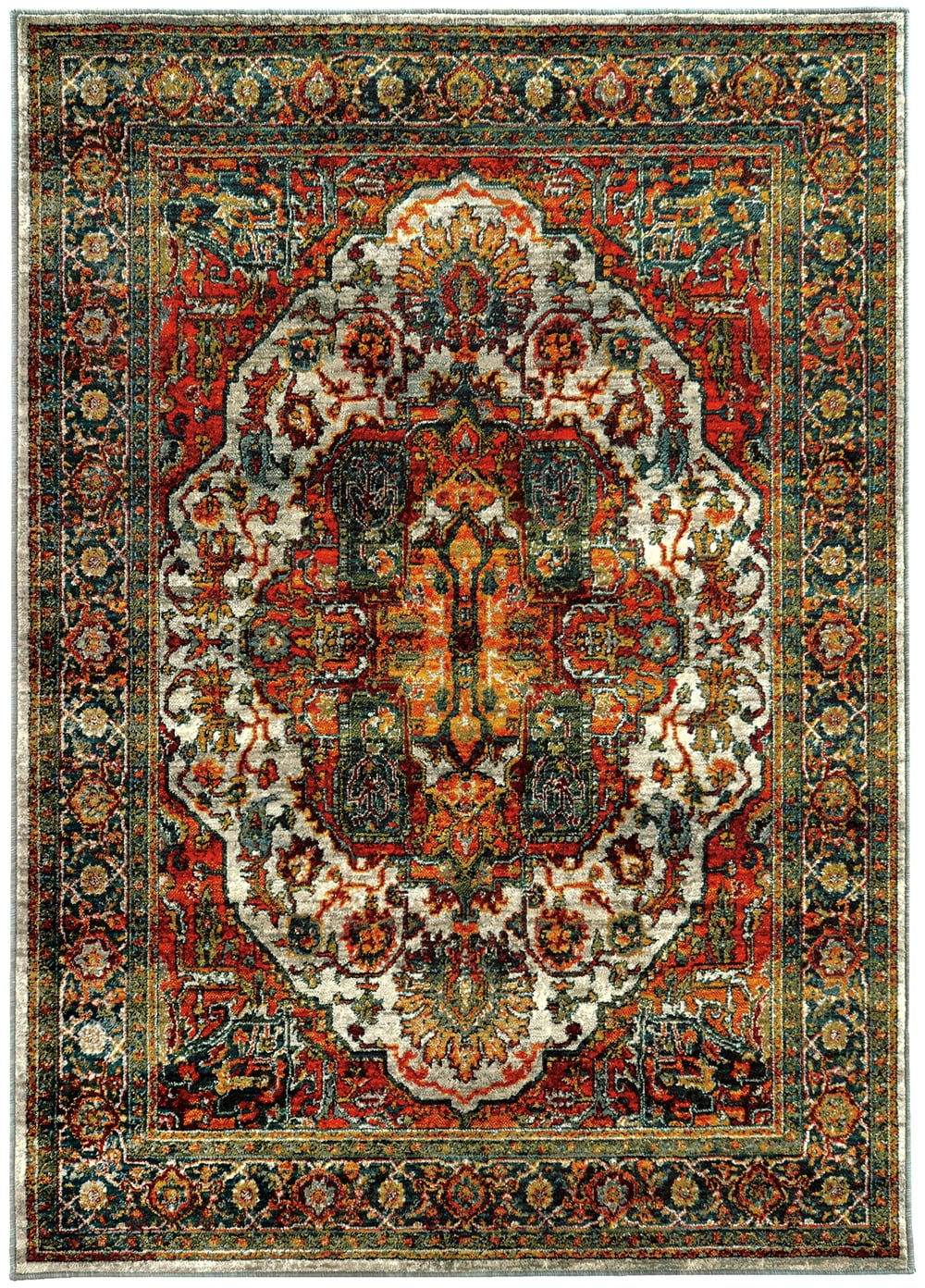 Sedona Red and Multicolor Hand-Knotted Wool Oriental Rug