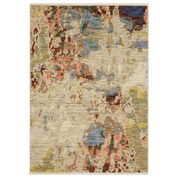 Oriental Weavers Soleri Wool Blend Area Rug - SOL09 - 9'10" x 12'10" - in Beige/ Multi - Modern Style, Wool Blend, Family, Dining, Living Room Rug