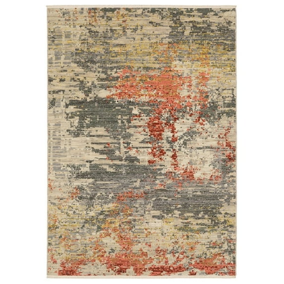 Oriental Weavers Soleri Wool Blend Area Rug - SOL10 - 2' x 3' - in Beige/ Pink - Modern Style, Wool Blend, Entryway, Bathroom Accent Rug