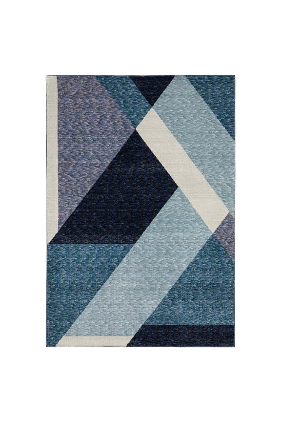 Strada Area Rug STR08 Blue Angular Slices 8' 6" x 11' 7" Rectangle