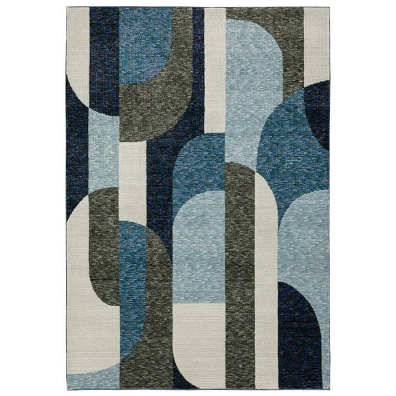 Oriental Weavers Strada Area Rug - STR03 - 8'6" x 11'7" - in Blue/ Gray - Modern Style, Stain Resistant, Family and Pet Friendly , Dining, Living Room Rug