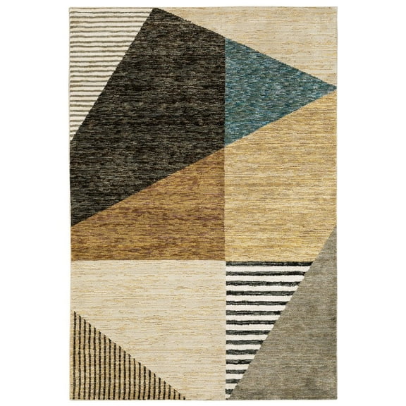 Oriental Weavers Strada Area Rug - STR10 - 7'10" x 10'10" - in Gold/ Multi - Modern Style, Stain Resistant, Family and Pet Friendly , Dining, Living Room Rug