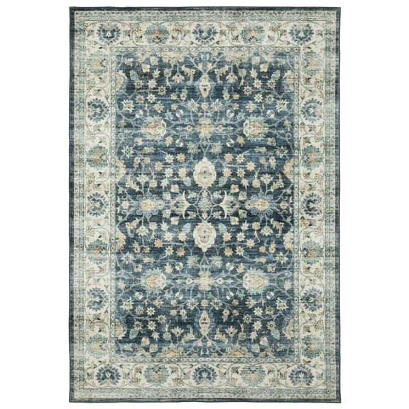 Oriental Weavers Sumter Area Rug SUM02 Washable Blue Medallion 3' 6" X 5' 6" Rectangle