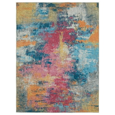 Oriental Weavers Sumter Washable Area Rug - SUM11 - 5' x 7' - in Multi-colored - Modern Style, Non-Slip, Stain Resitant, Ultra Low Pile, Bedroom, Office Rug