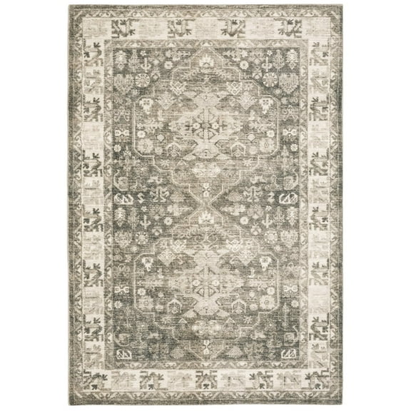 Oriental Weavers Savoy 28105 Charcoal/ Ivory 5'3" X 7'3" Indoor Area Rug