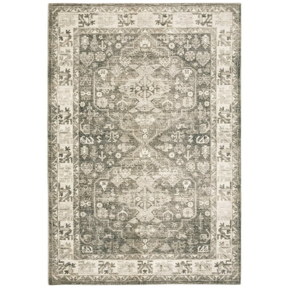 Oriental Weavers Savoy 28105 Charcoal/ Ivory 5'3" X 7'3" Indoor Area Rug