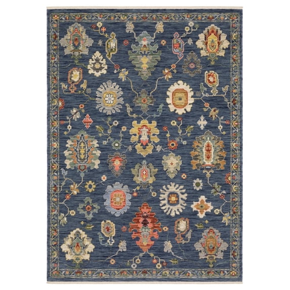 Oriental Weavers Lucca Wool Blend Area Rug - 2863B - 2' x 3' - in Blue/ Multi - Vintage Inspired, Wool Blend, Entryway, Bathroom Accent Rug