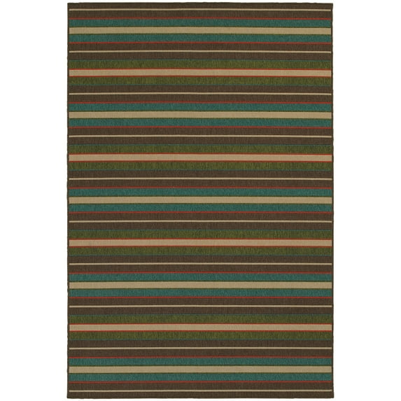Oriental Weavers Seaside Area Rug 1307D Brown Lines Bars 2' 3" x 7' 6" Rectangle
