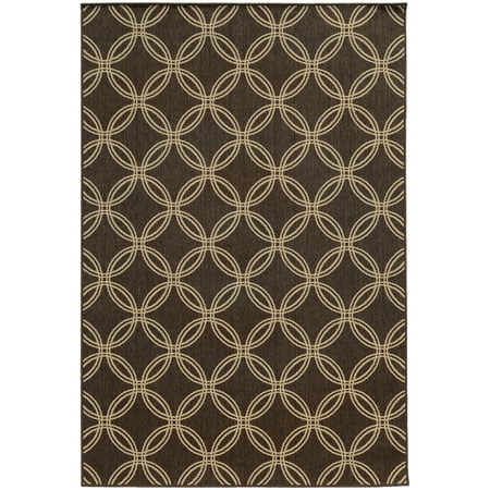 Oriental Weavers Seaside Area Rug 3360D Brown Rings Layered 2' 3" x 7' 6" Rectangle