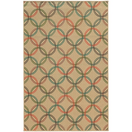 Oriental Weavers Seaside Area Rug 3360V Beige Circles Hoops 2' 3" x 7' 6" Rectangle