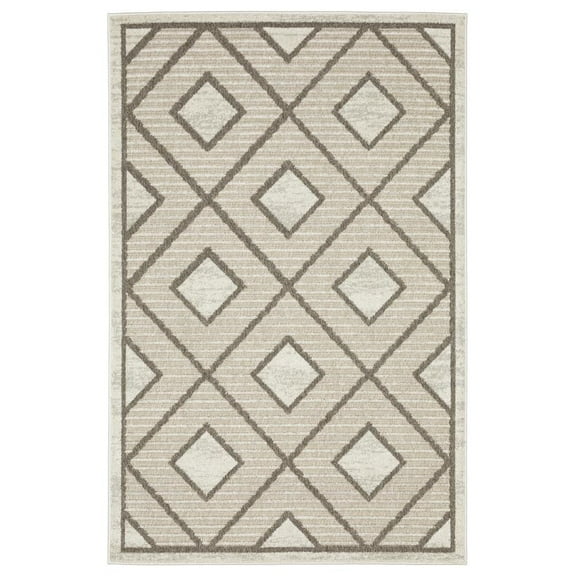 Oriental Weavers Tangier Area Rug - TAN05 - 6'7" x 9'6" - in Beige/ Brown - Eclectic Global Style, Stain Resistant, Family and Pet Friendly , Dining, Living Room Rug