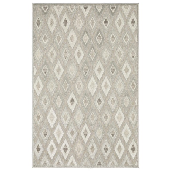 Oriental Weavers Tangier Area Rug - TAN02 - 7'10" x 10'10" - in Beige/ Grey - Eclectic Global Style, Stain Resistant, Family and Pet Friendly , Dining, Living Room Rug