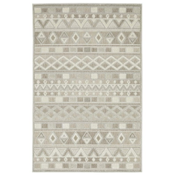 Oriental Weavers Tangier Area Rug - TAN09 - 7'10" x 10'10" - in Beige/ Grey - Eclectic Global Style, Stain Resistant, Family and Pet Friendly , Dining, Living Room Rug