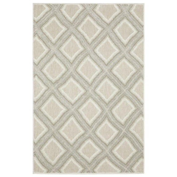 Oriental Weavers Tangier Area Rug - TAN04 - 5'3" x 7'6" - in Gray/ Beige - Eclectic Global Style, Stain Resistant, Family and Pet Friendly , Bedroom, Office Rug