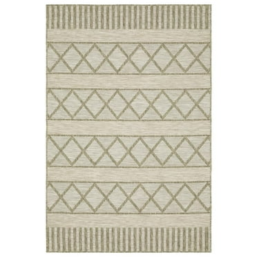 Oriental Weavers Tortuga Indoor/Outdoor Rug - TR11A - 1'10" x 7'6" - in Tan/ Light Brown - Classic Casual Style, Water, Stain and Fade Resistant, Hose Clean, Patio, Outdoor Living Area Rug