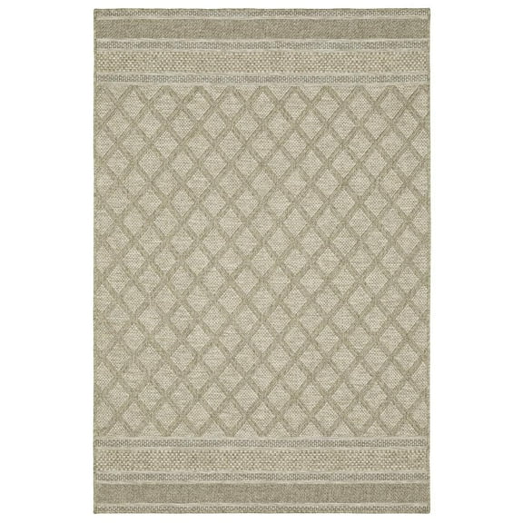 Oriental Weavers Tortuga Indoor/Outdoor Rug - TR10A - 3'3" x 5' - in Beige/ Black - Classic Casual Style, Water, Stain and Fade Resistant, Hose Clean, Patio, Outdoor Living Area Rug