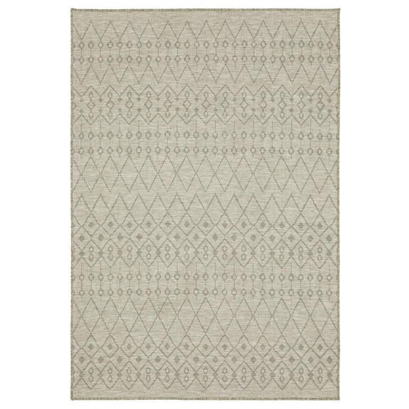 Oriental Weavers Tortuga Indoor/Outdoor Rug - TR04A - 5'3" x 7'3" - in Tan/ Black - Classic Casual Style, Water, Stain and Fade Resistant, Hose Clean, Patio, Outdoor Living Area Rug