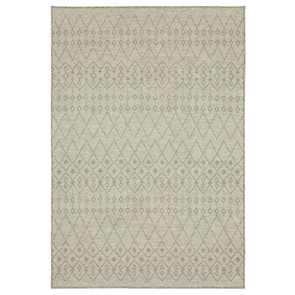 Oriental Weavers Tortuga Indoor/Outdoor Rug - TR04A - 6'7" x 9'2" - in Tan/ Black - Classic Casual Style, Water, Stain and Fade Resistant, Hose Clean, Patio, Outdoor Living Area Rug