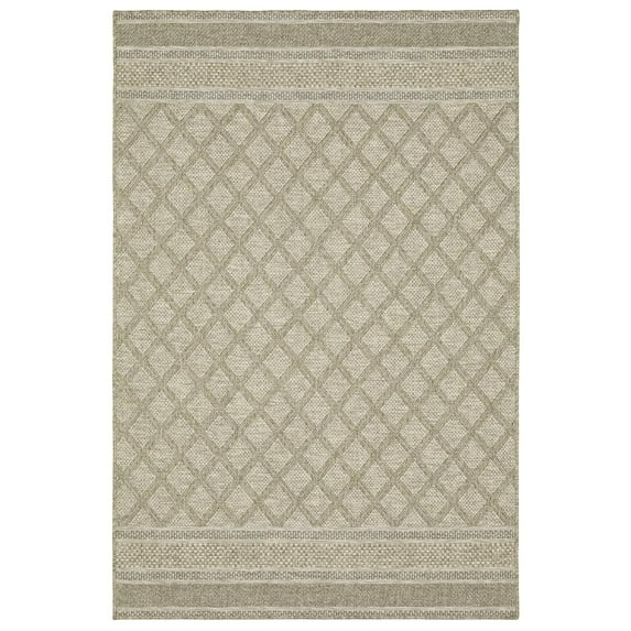 Oriental Weavers Tortuga Indoor/Outdoor Rug - TR10A - 6'7" x 9'2" - in Beige/ Black - Classic Casual Style, Water, Stain and Fade Resistant, Hose Clean, Patio, Outdoor Living Area Rug