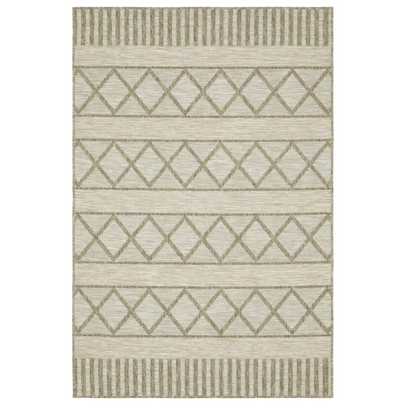 Oriental Weavers Tortuga Indoor/Outdoor Rug - TR11A - 7'10" x 10' - in Tan/ Light Brown - Classic Casual Style, Water, Stain and Fade Resistant, Hose Clean, Patio, Outdoor Living Area Rug