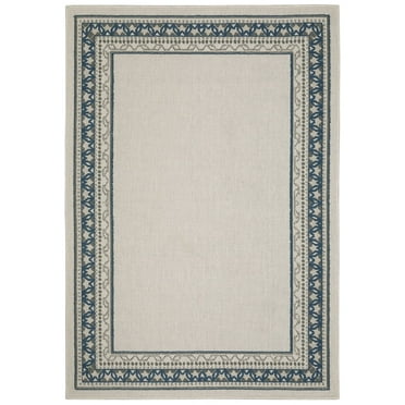 Oriental Weavers Torrey Indoor/Outdoor Rug - 8020W - 6'7" x 9'2" - in Light Grey/ Blue - Vintage Inspired, Water, Stain and Fade Resistant, Hose Clean, Patio, Outdoor Living Area Rug