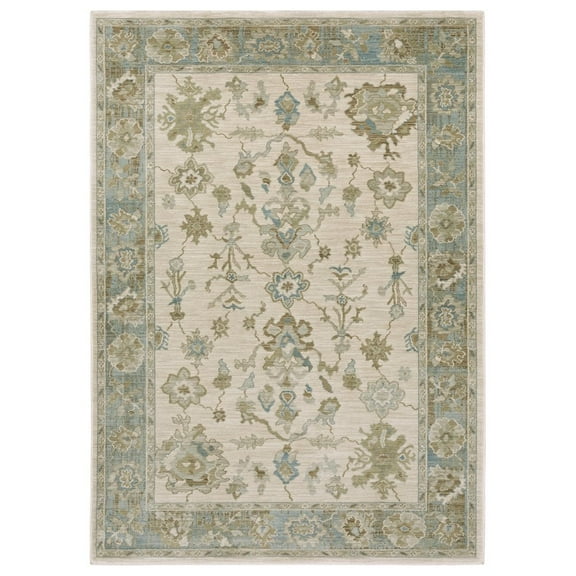 Oriental Weavers Maeve Area Rug - MAE10 - 3'3" x 5' - in Beige/ Teal - Vintage Inspired, Stain Resistant, Family and Pet Friendly , Entrway, Bedroom Rug
